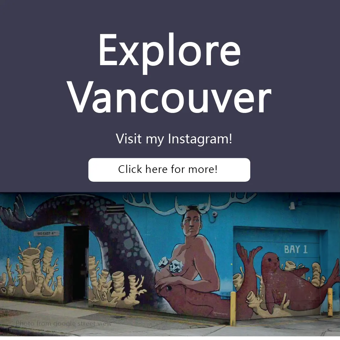 square picture with a mermaid mural.