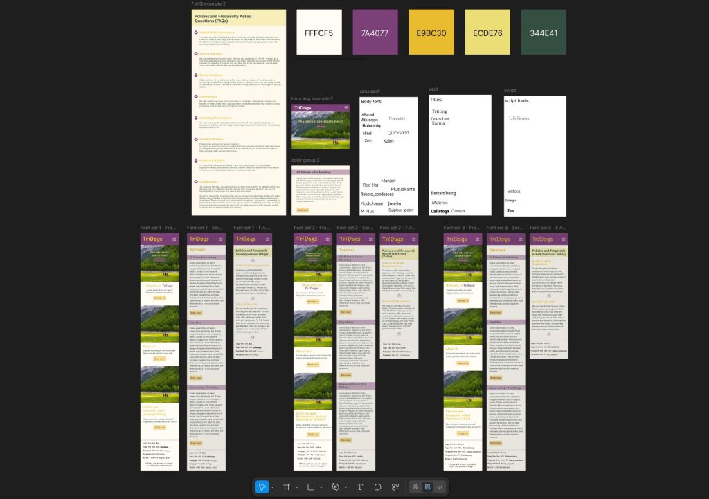 Font examples from a project.